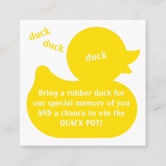Carte D'accompagnement Brochure de canard en caoutchouc (Devant)