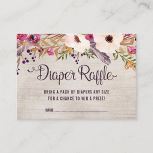 Carte D'accompagnement Brochure florale Rustique Boho Raffle Card Tribal 