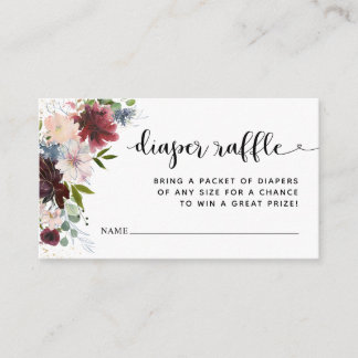 Carte D'accompagnement Brochure florale Rustique Bourgogne Raffle Billet