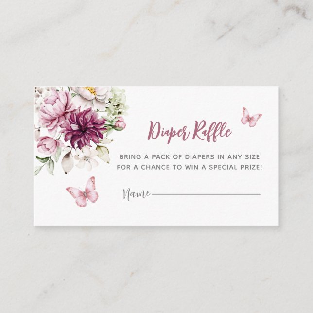 Carte D'accompagnement Brochure papillon floral rose fille rabat (Devant)