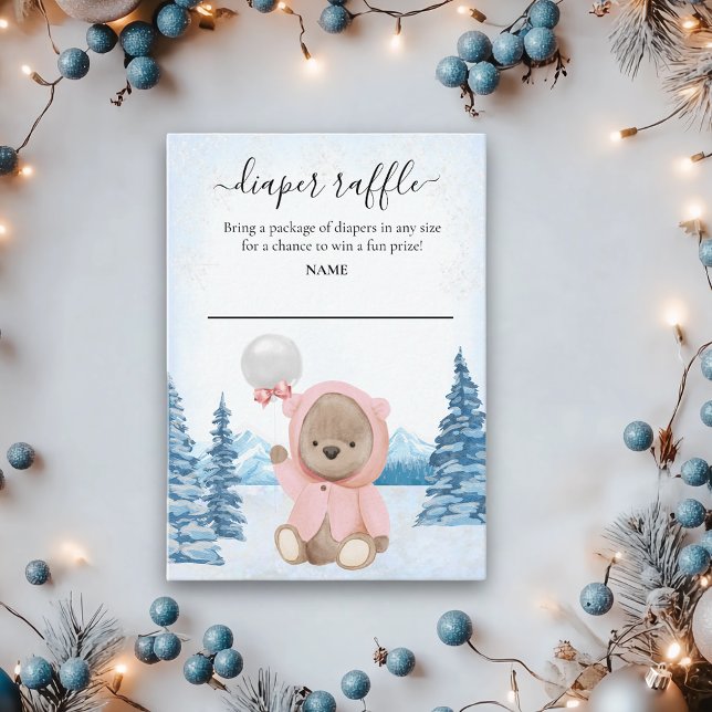 Carte D'accompagnement Brochure Raffle bébé Teddy Ours hiver Noël (Créateur téléchargé)