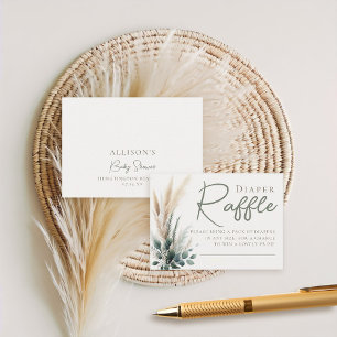 Carte D'accompagnement Brochure Raffle Boho Pampas Arc vert Neutral