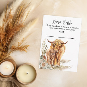 Carte D'accompagnement Brochure Raffle Highland Cow Calf Boho Pampas Gras