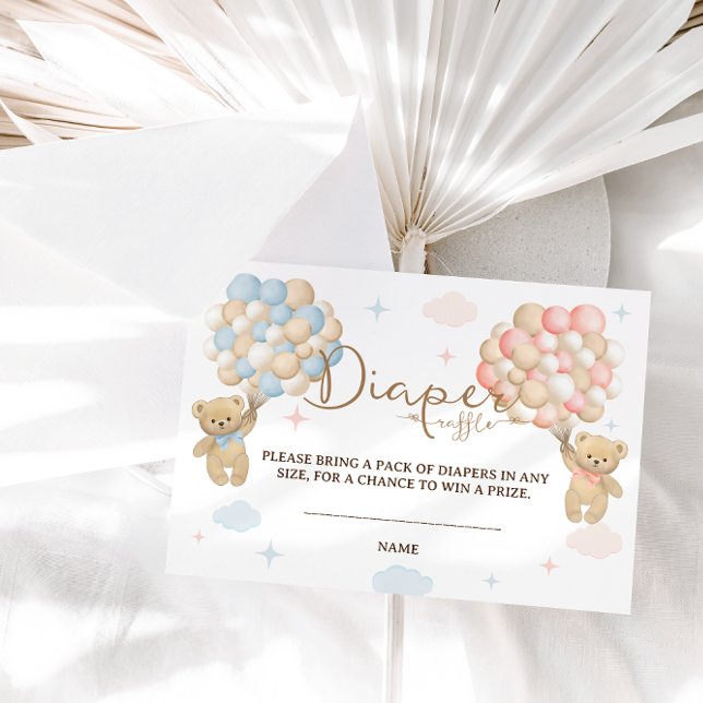 Carte D'accompagnement Brochure Raffle rose Bleu Sexe Révélateur Ours (Créateur téléchargé)