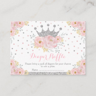 Carte D'accompagnement Brochure rose Argent Couronne Princesse Baby Girl 