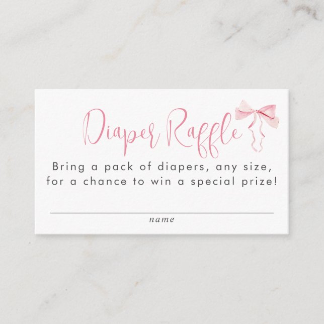 Carte D'accompagnement Brochure rose Bow Ribbon Girl Baby shower Déchets  (Devant)