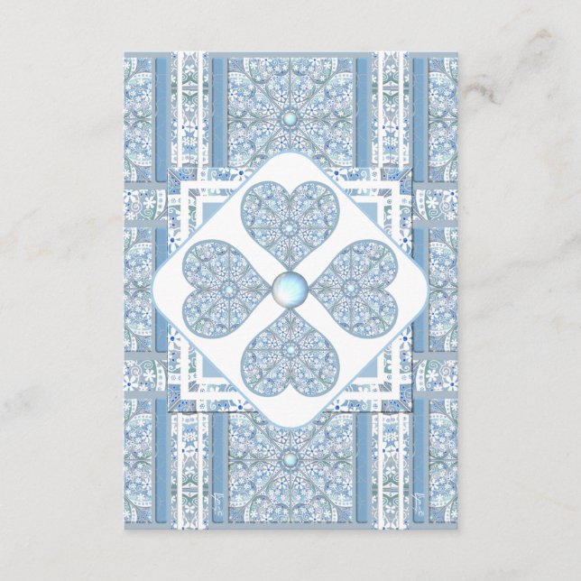 Carte D'accompagnement Broderie Céramique Bleu Clair (Devant)