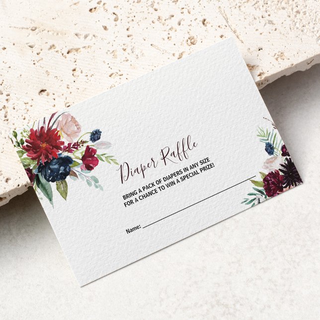 Carte D'accompagnement Brosse florale de la marine bourguignonne moderne  (Créateur téléchargé)