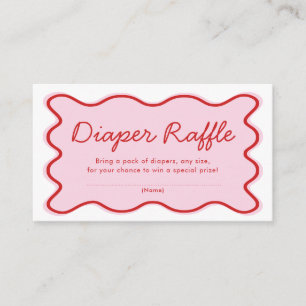 Carte D'accompagnement Brosse rose et Baby shower rouge ondulé Raffle