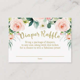 Carte D'accompagnement Brosse rose et or Baby shower Déchets Raffle