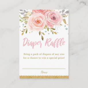 Carte D'accompagnement Brosse rose Floral Baby Girl Douche Déchets Raffle