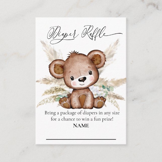 Carte D'accompagnement Brouiller Raffin Ours Boho Pampas Grass Bearly Wai (Devant)