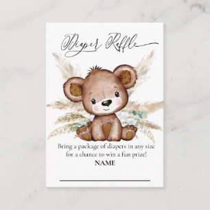 Carte D'accompagnement Brouiller Raffin Ours Boho Pampas Grass Bearly Wai