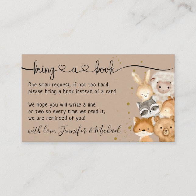 Carte D'accompagnement Brown Forest Baby Animals Bring a Book (Devant)