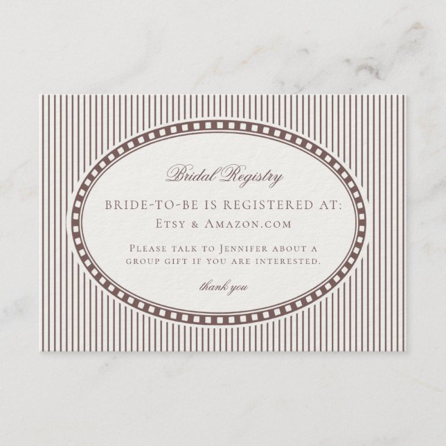 Carte D'accompagnement Brown Mocha Harlequin Checkered Bridal Registry (Devant)