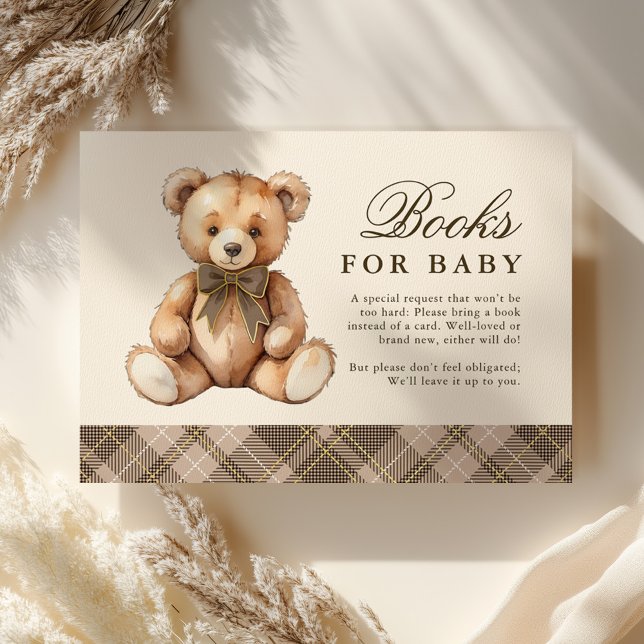 Carte D'accompagnement Brown Plaid Bear Baby Shower Books For Baby (Créateur téléchargé)