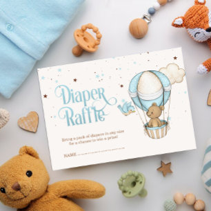 Carte D'accompagnement Brown Teddy Bear Air Balloon Boy Diaper Raffin
