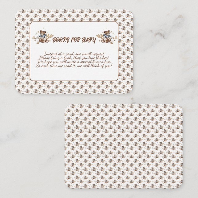 Carte D'accompagnement Brown Teddy Bear C'est un garçon ! Livres Pour Béb (Devant / Derrière)