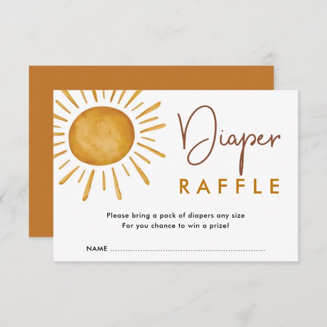 Carte D'accompagnement Brûlé Orange Boho Sunshine Diaper Raffle (Devant / Derrière)