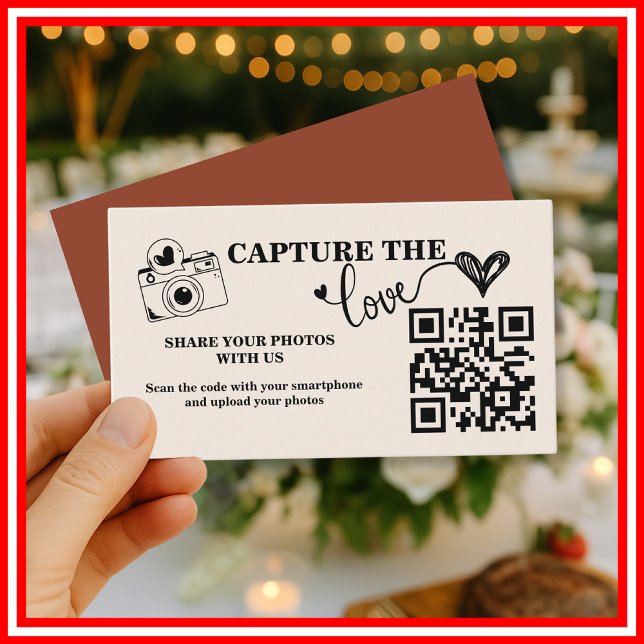 Carte D'accompagnement Brûlé Orange Rustique Capture Le Mariage Amour QR (Créateur téléchargé)