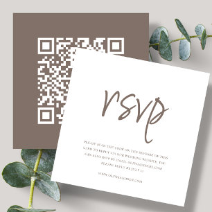 Carte D'accompagnement Brun   Code QR   Mariage RSVP