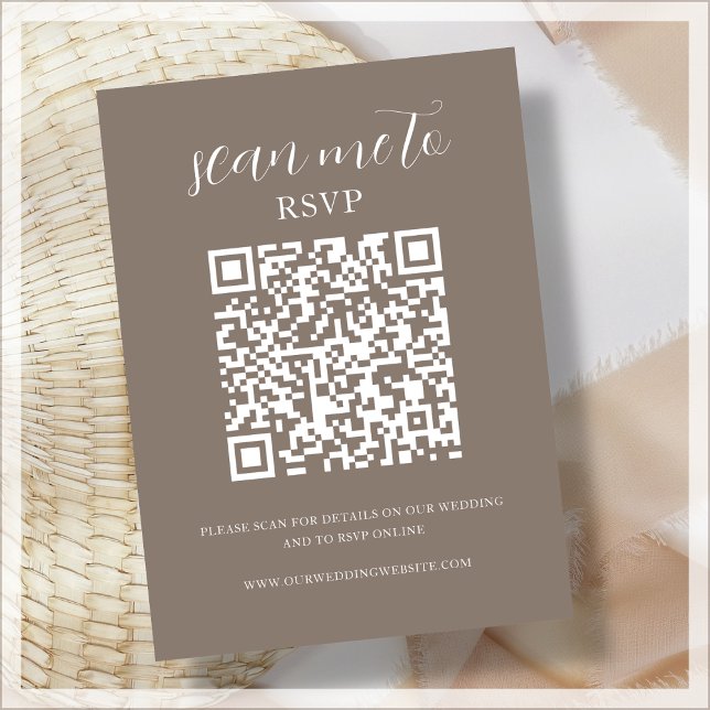 Carte D'accompagnement Brun | Code QR | Mariage RSVP (Créateur téléchargé)