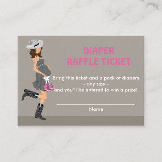 Carte D'accompagnement Brunette Cowgirl Baby shower Déchets Raffle Billet