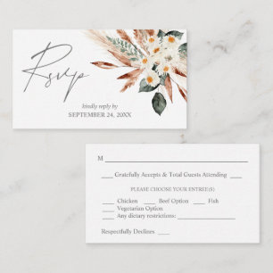 Carte D'accompagnement Budget Boho Cuivre Pampas & Floral 3SM RSVP w Repa