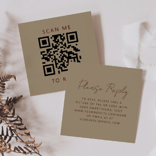 Carte D'accompagnement Budget Bourgogne Script Or Mariage QR Code RSVP