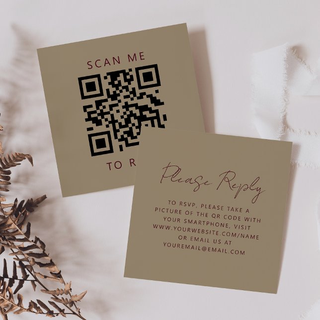 Carte D'accompagnement Budget Bourgogne Script Or Mariage QR Code RSVP (Créateur téléchargé)