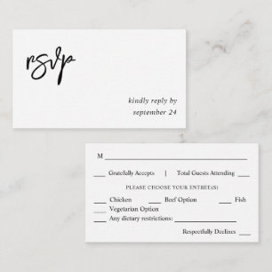 Carte D'accompagnement Budget Budget Calligraphie noir et blanc 10 Repas