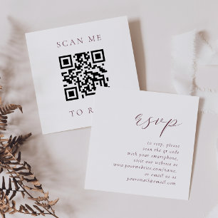 Carte D'accompagnement Budget Burgundy Script Mariage QR Code RSVP