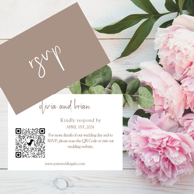 Carte D'accompagnement Budget Chic Wedding RSVP QR Code Encadrement (Créateur téléchargé)