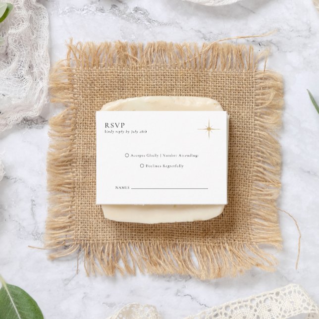 Carte D'accompagnement BUDGET Classic étoiles d'or céleste mariage RSVP (Créateur téléchargé)