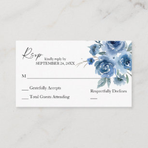 Carte D'accompagnement Budget Dusty Blue & Blue Floral 2SM Pas de repas R