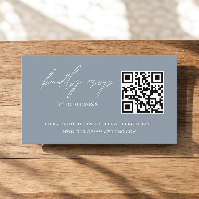 Carte D'accompagnement Budget Dusty Blue QR Code RSVP Mariage site (Créateur téléchargé)