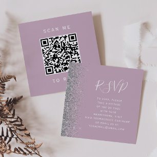 Carte D'accompagnement Budget Dusty Lilac Silver Mariage QR Code RSVP