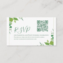 Budget Elegant Vert Botanique Moderne QR Code RSVP