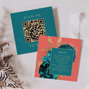 Carte D'accompagnement Budget Fleurs Télécoral Doré Code QR RSVP