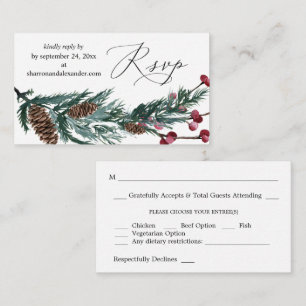 Carte D'accompagnement Budget Hiver Pine Cone & Berry SM Repas RSVP