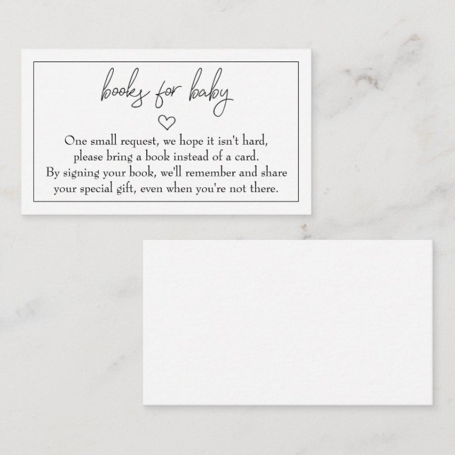 Carte D'accompagnement Budget "Livres pour bébé" Insertion (Devant / Derrière)