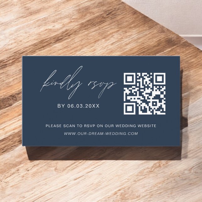 Carte D'accompagnement Budget Marine bleu QR Code RSVP Mariage site Web (Créateur téléchargé)