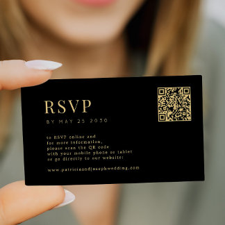 Carte D'accompagnement Budget moderne or noir mariage en ligne RSVP QR