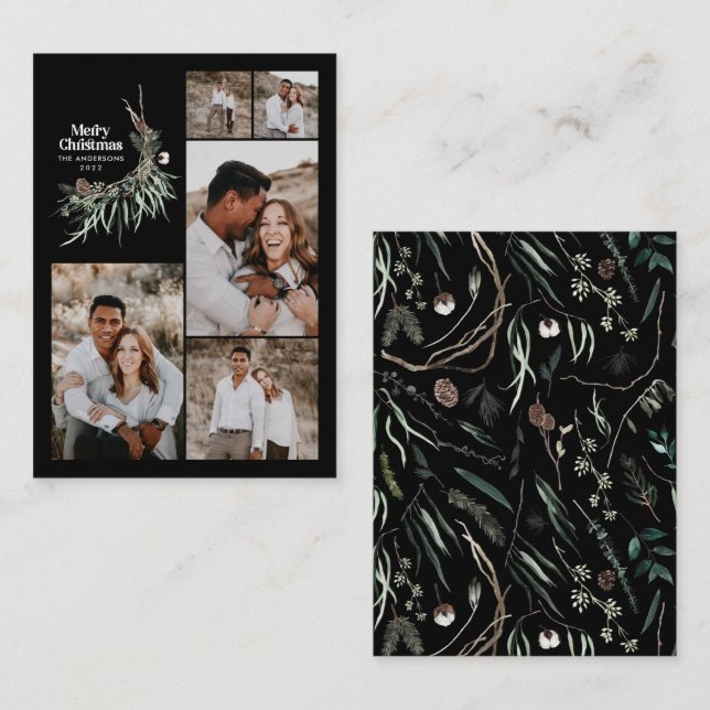 Carte D'accompagnement Budget multi photo botanique rustique vacances noi (Devant / Derrière)