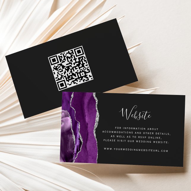 Carte D'accompagnement Budget Purple Argent Agate Dark Mariage QR Code (Créateur téléchargé)