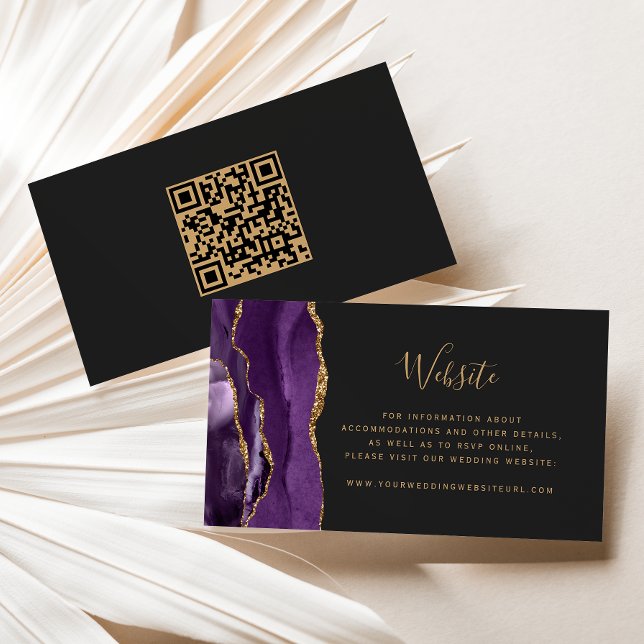 Carte D'accompagnement Budget Purple Gold Agate Dark Mariage QR Code (Créateur téléchargé)