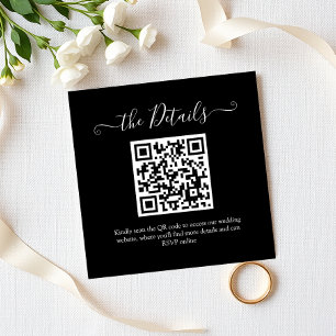 Carte D'accompagnement Budget QR Code blanc Script RSVP Mariage site Web
