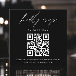 Carte D'accompagnement Budget QR Code Minimaliste RSVP Mariage site