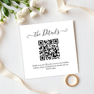 Carte D'accompagnement Budget QR Code noir Script RSVP Mariage site Web