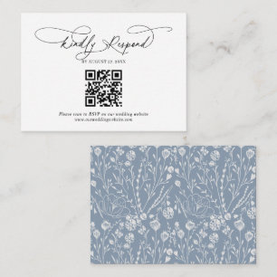 Carte D'accompagnement Budget QR Code Script Floral Dusty Blue Mariage